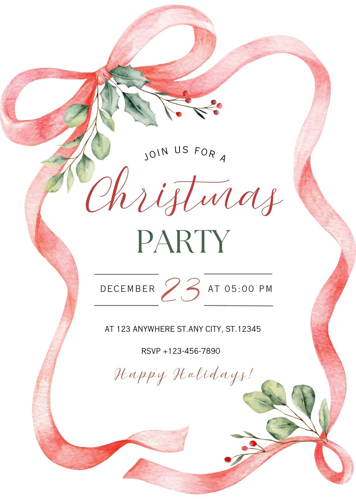 Free, Printable, Customizable Christmas Invitation Templates | Canva within Christmas Drinks Invitation Template Free