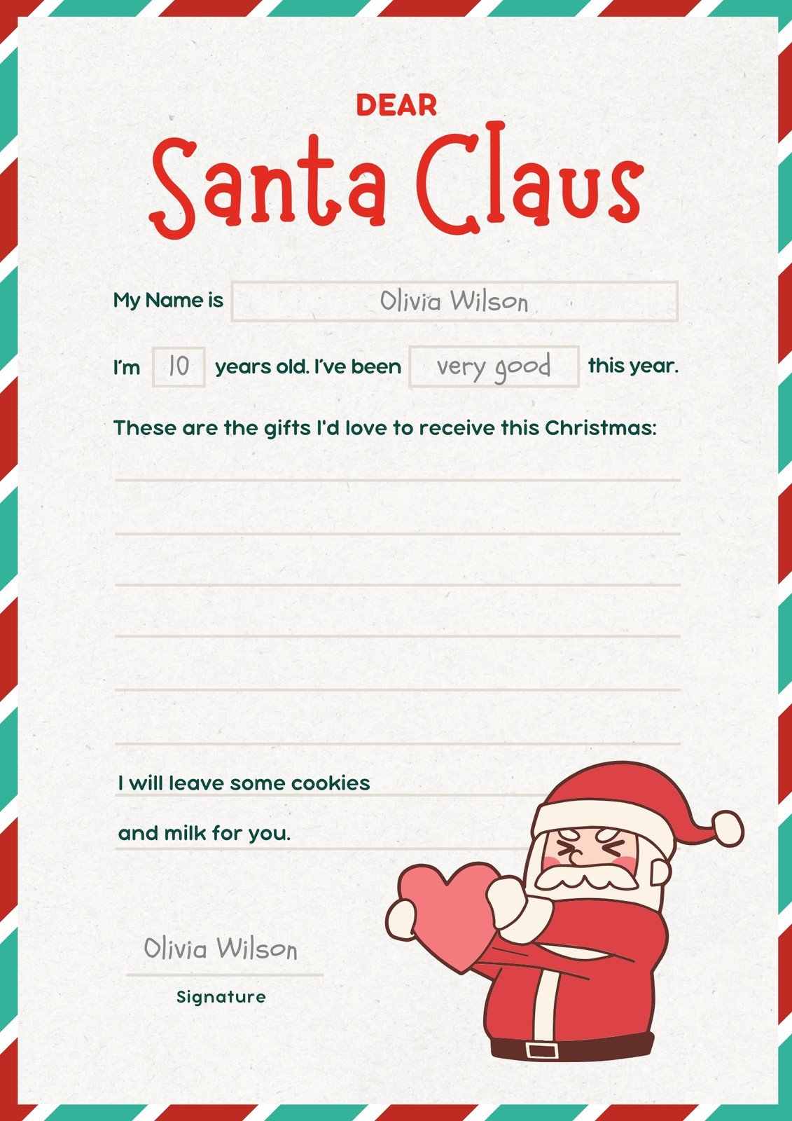 Free Printable Santa Letter Templates You Can Customize | Canva for Christmas Form Letter Template