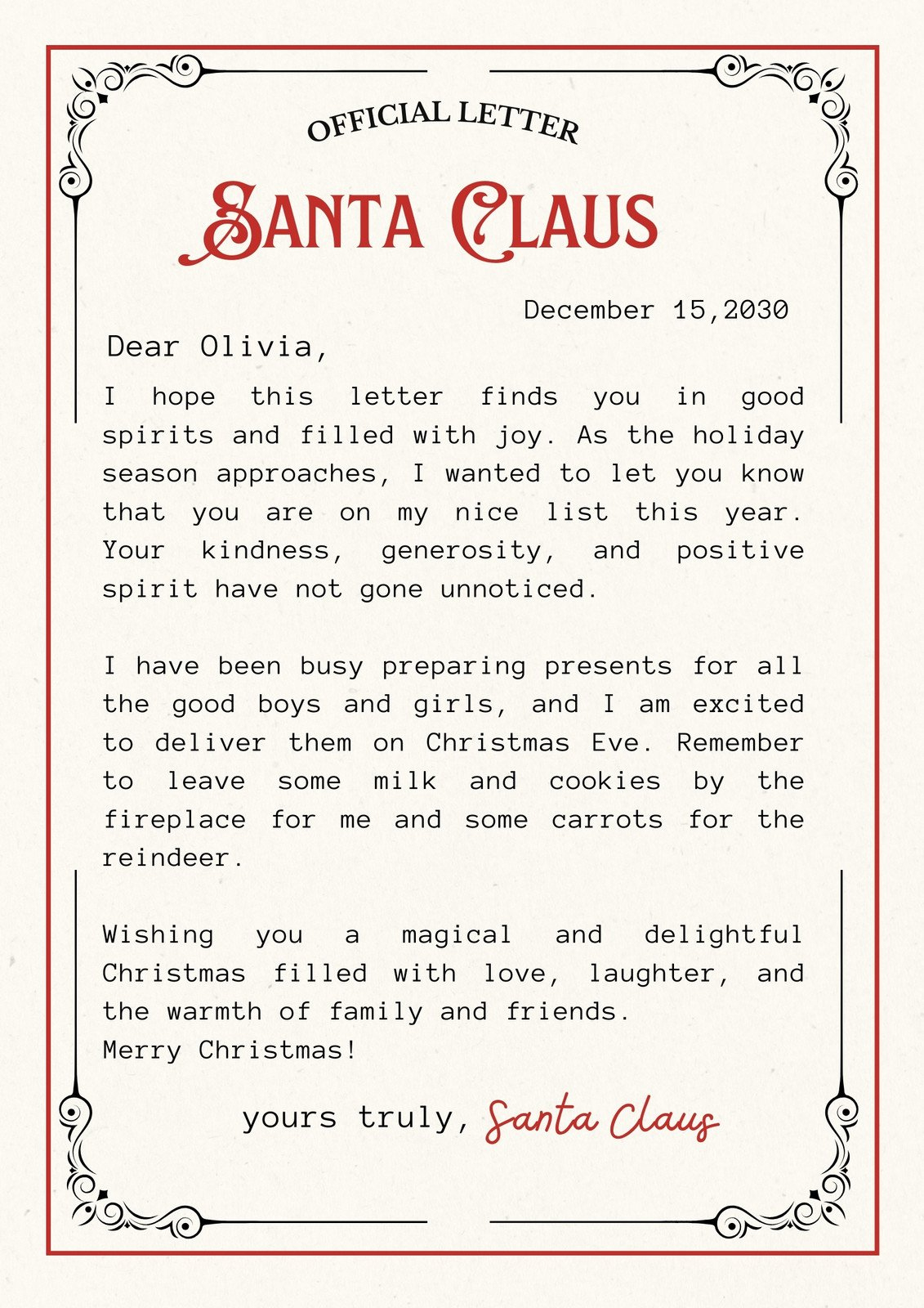 Free Printable Santa Letter Templates You Can Customize | Canva with Letter to Father Christmas Template