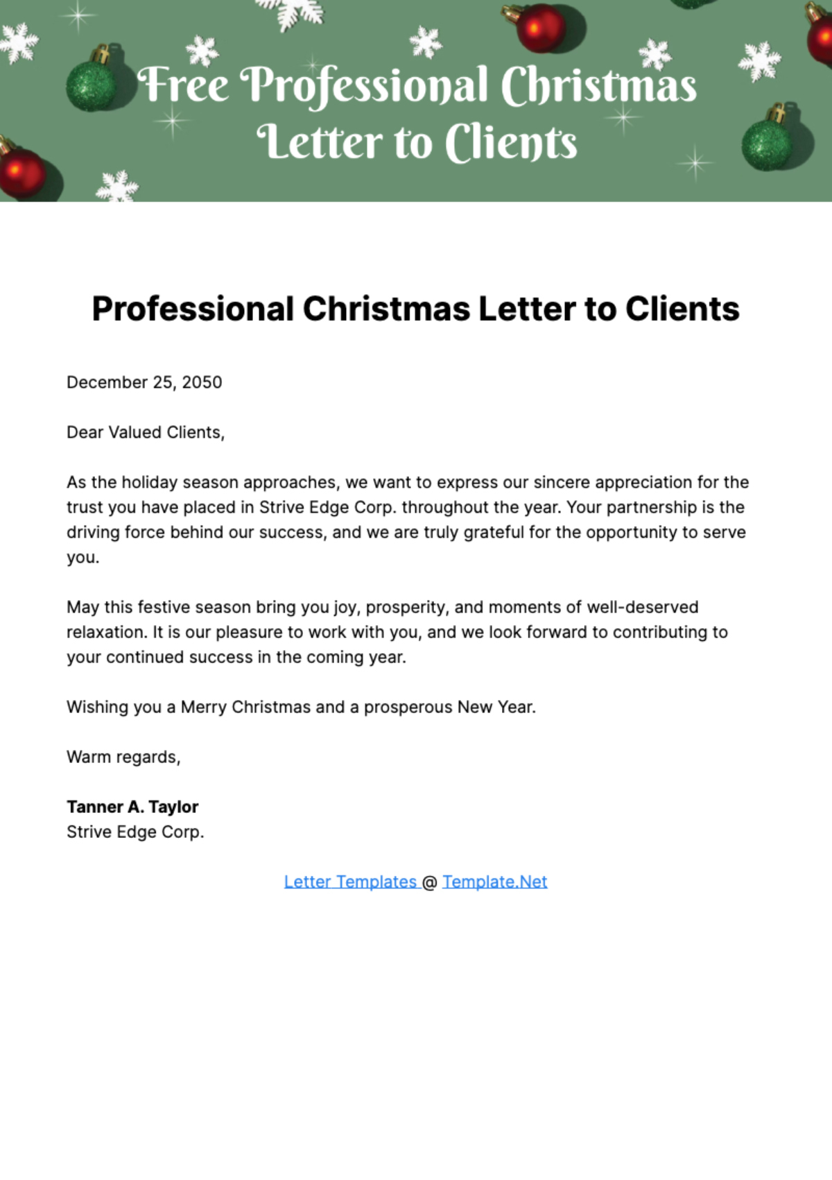 Free Professional Christmas Letter To Clients Template To Edit Online with Christmas Email Template To Clients