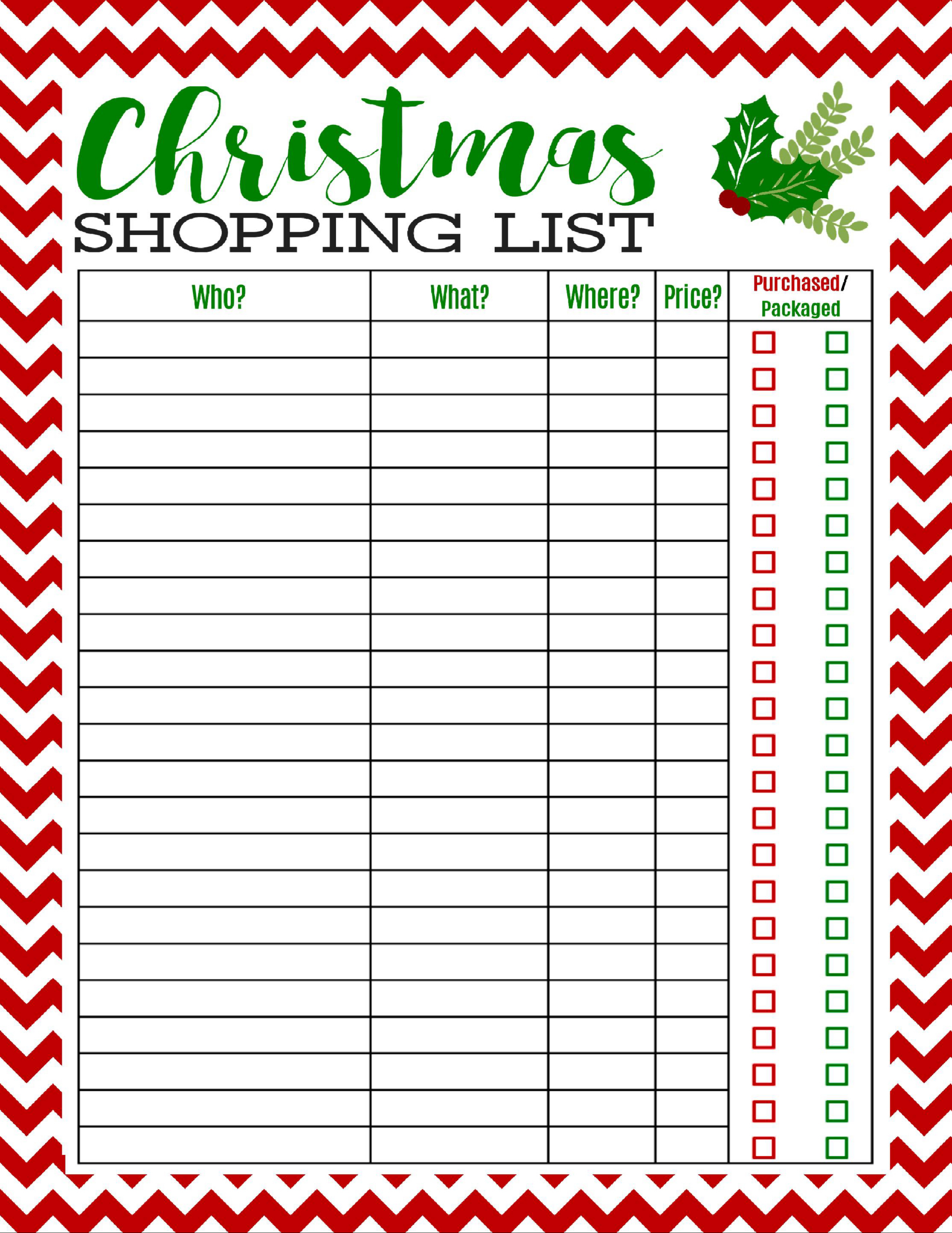 Freebie Printable Christmas Shopping List - Mom 4 Real intended for Christmas Gift Shopping List Template