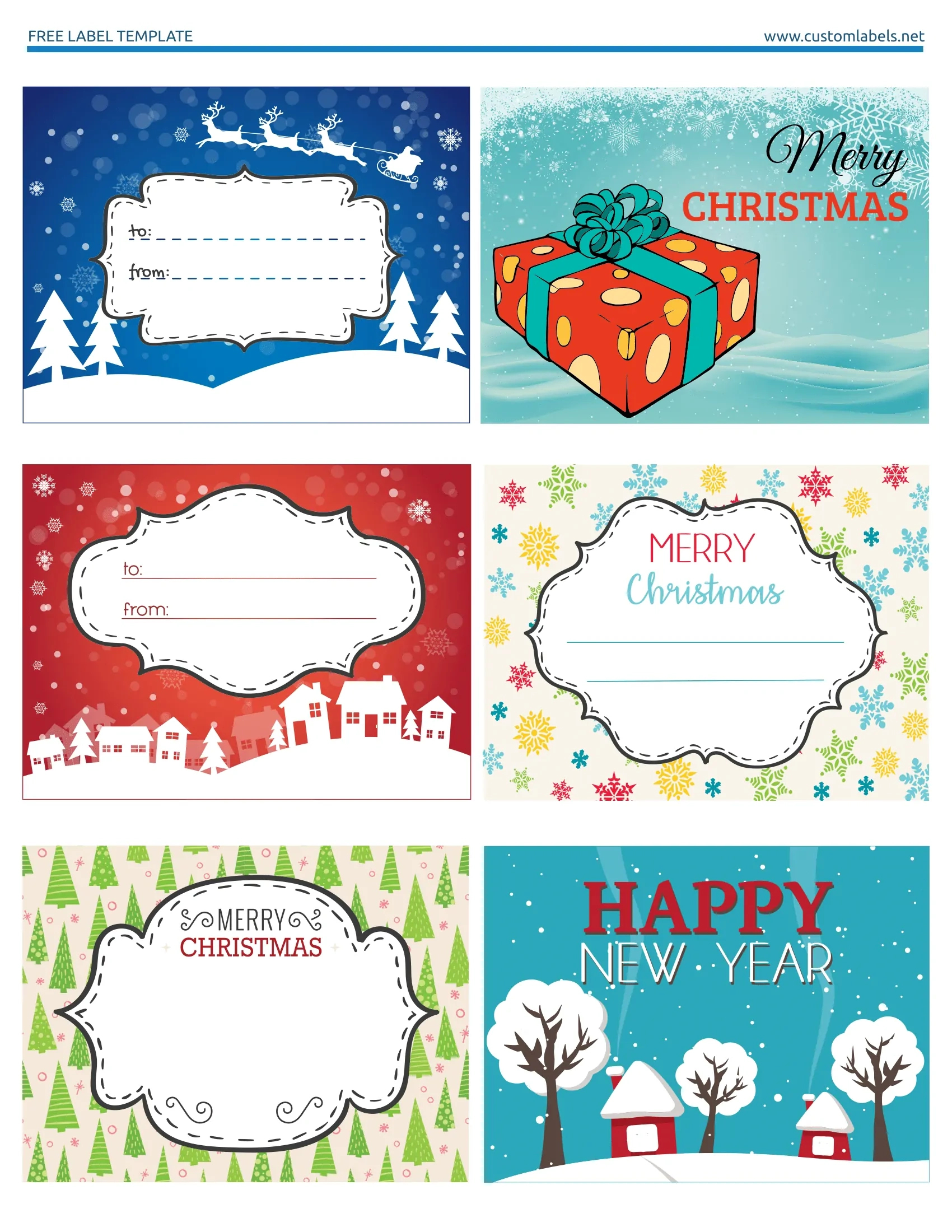 Fun And Colorful Christmas Labels - Free Printables within Blank Christmas Tag Template