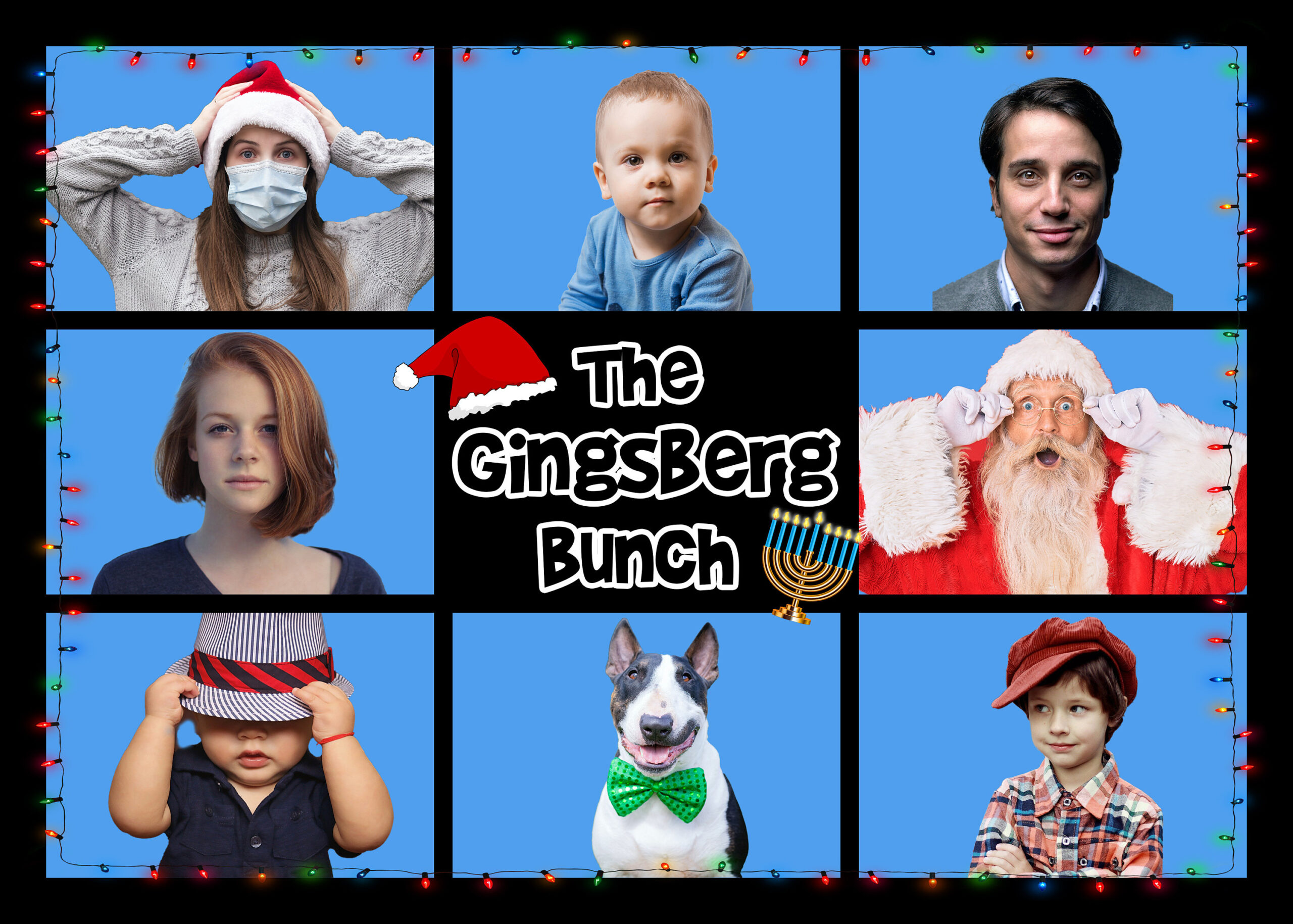 Funny Brady Style Your Bunch Photoshop And Canva Template Holiday with Brady Bunch Template Christmas Card