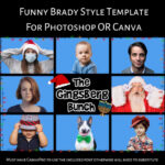 Funny Brady Style Your Bunch Photoshop And Canva Template Holiday With Regard To Brady Bunch Christmas Card Template