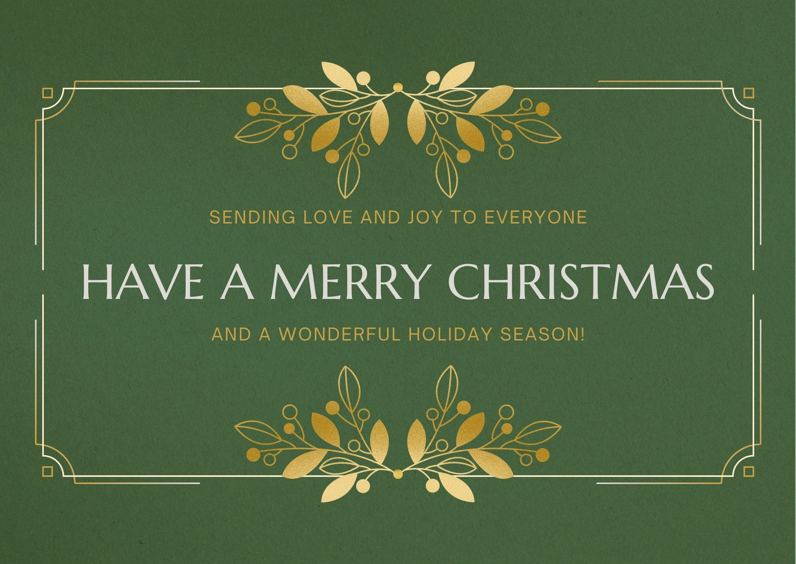Gold White And Green Elegant Classy Christmas Greetings Ecard for Christmas Email Cards Free Template