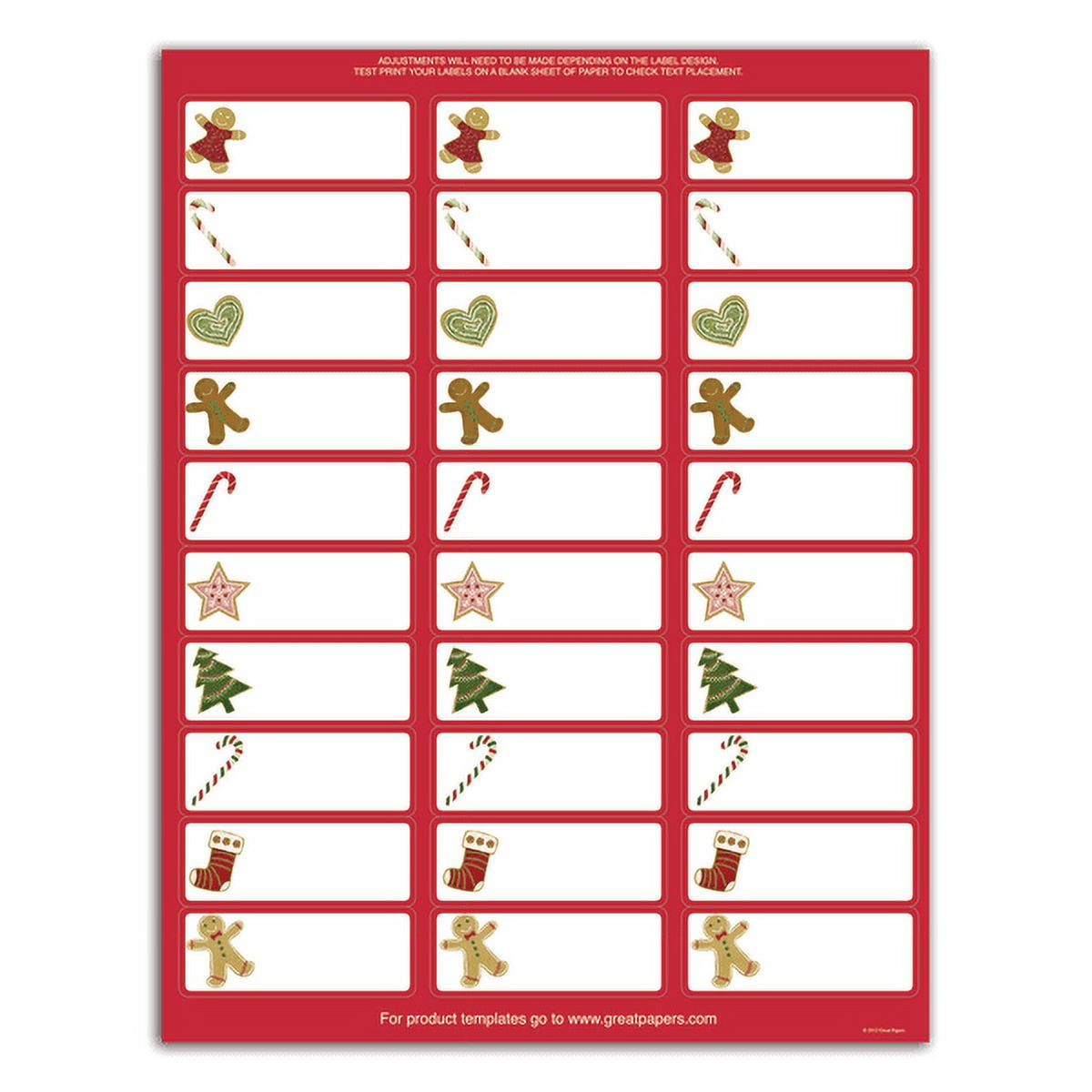 Great Papers!® Holiday Address Labels, 2011600, Rectangle, 2 5/8 with regard to 5160 Christmas Label Template