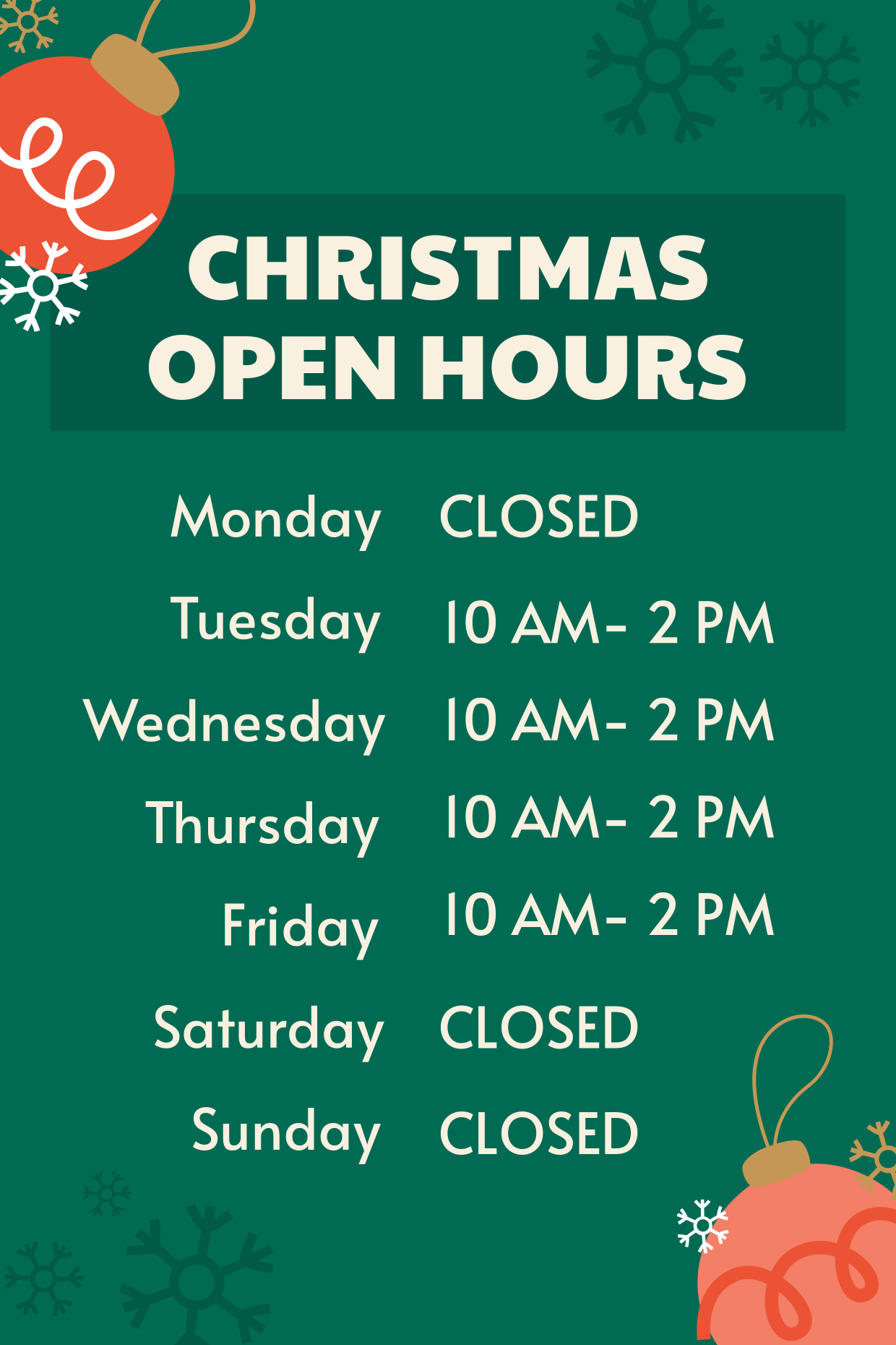Green Christmas Open Hours Sign Template | Square Signs intended for Christmas Holiday Hours Template Free