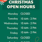 Green Christmas Open Hours Sign Template | Square Signs Throughout Christmas Hours Sign Template Free