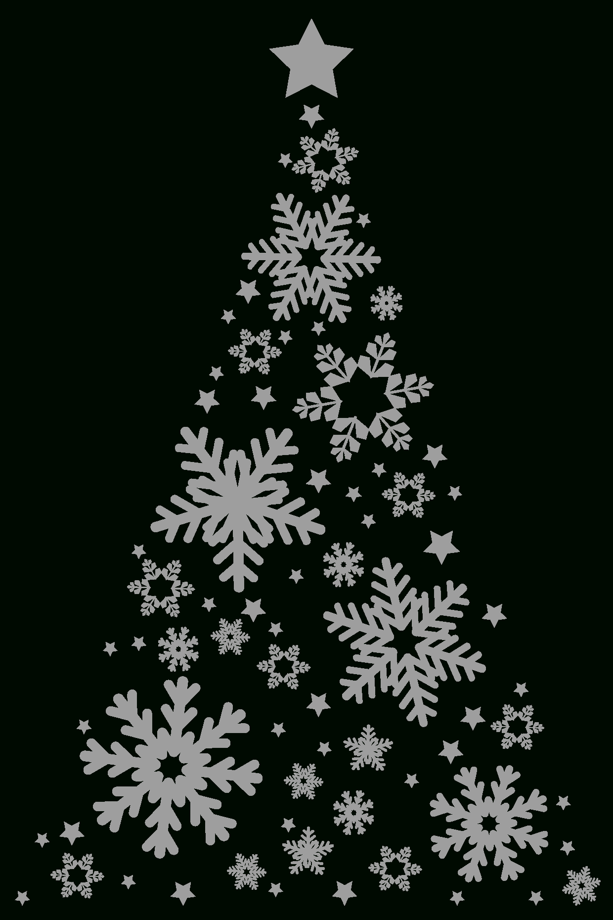 Grey Colored Christmas Tree Made Of Snowflakes Template | Square Signs within Black and White Christmas Tree Template