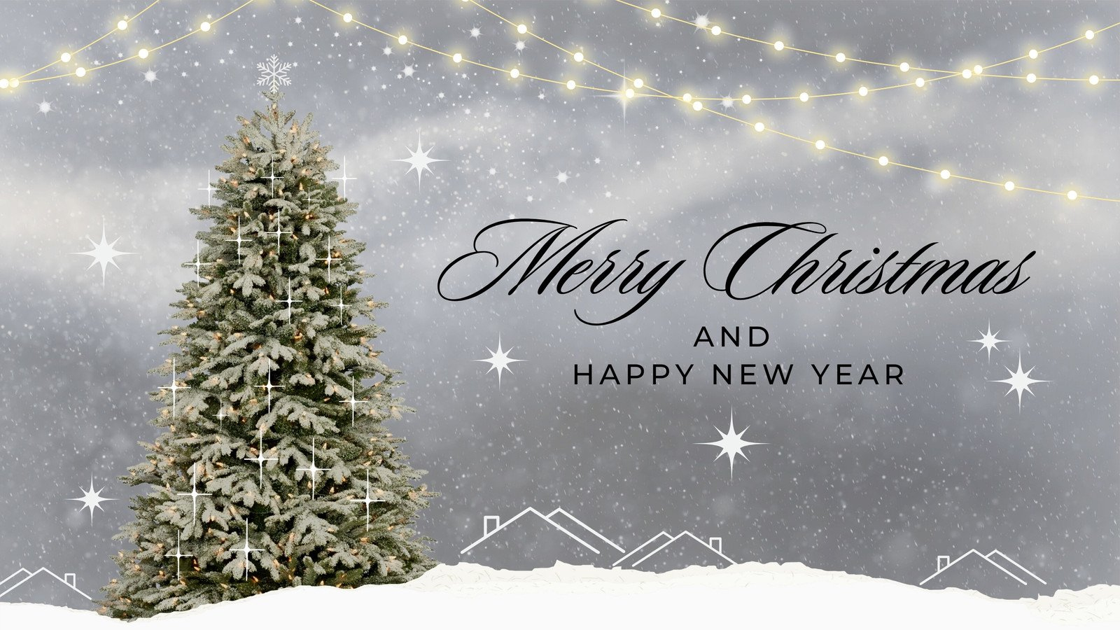 Grey White Animated Festive Christmas Zoom Virtual Background intended for Christmas Background Video Template