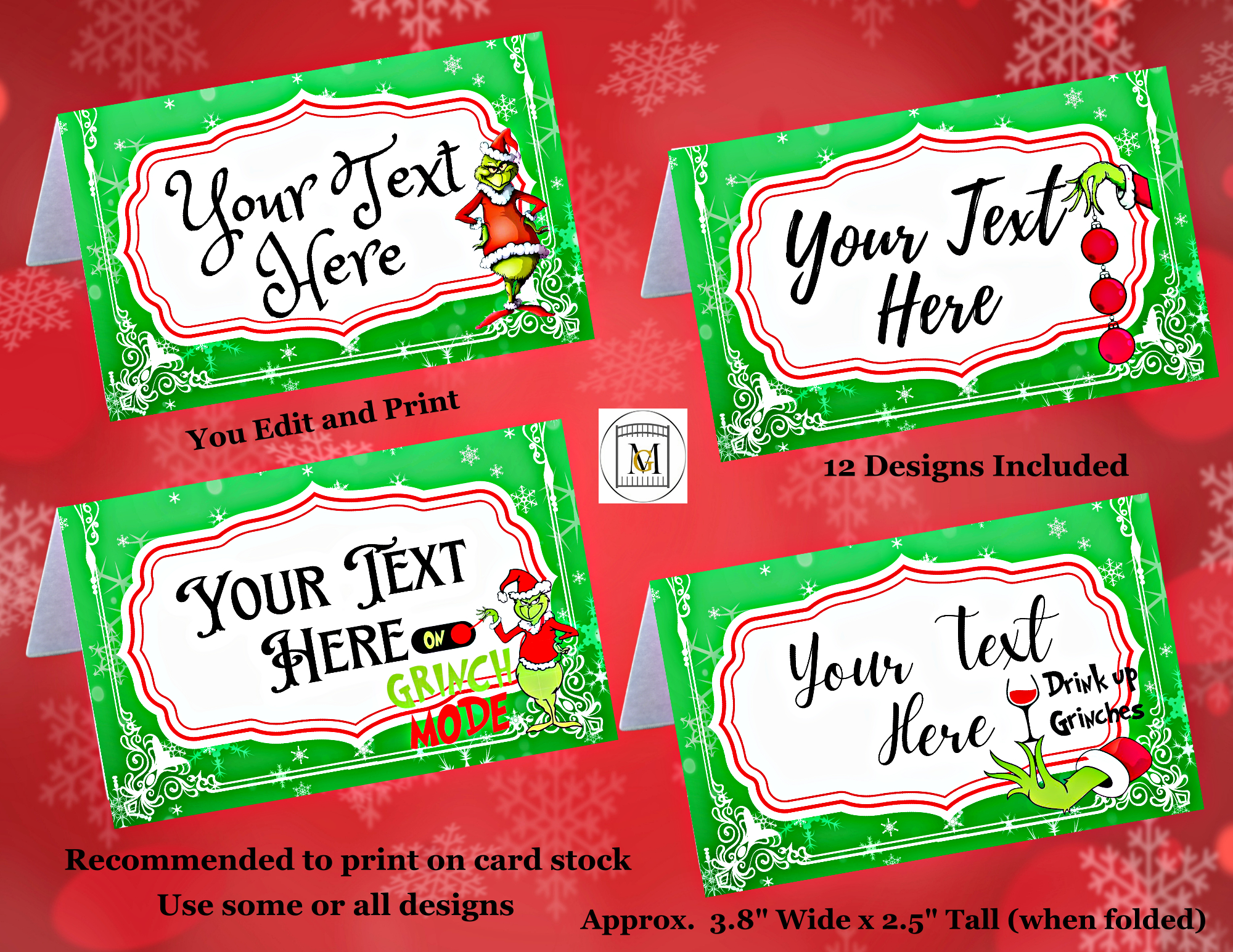 Grinch Christmas Food Label-Candy Label-Place Cards-12 Count with regard to Christmas Food Label Template