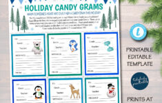 Holiday Candy Gram Flyer: Winter School Fundraiser (Editable intended for Christmas Candy Gram Template