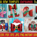 Holiday Christmas Hair Bow Template Bundle (153587) Pertaining To Christmas Hair Bow Template