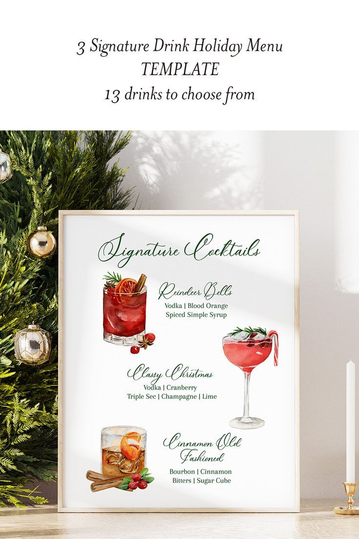 Holiday Drink Menu with regard to Christmas Drink Menu Template