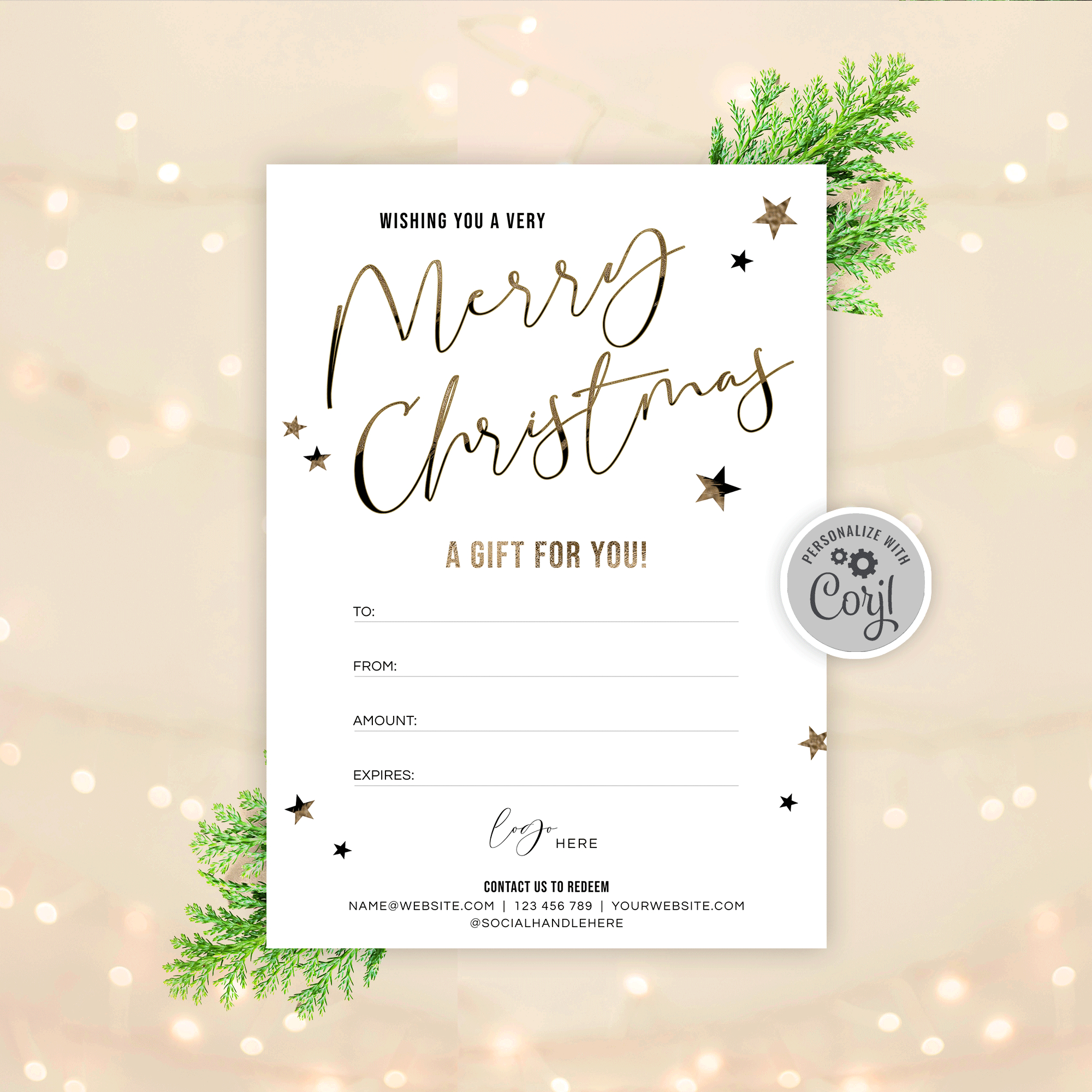 Holiday Gift Card Template: Customizable Christmas Gift Vouchers throughout Christmas Gift Card Certificate Template