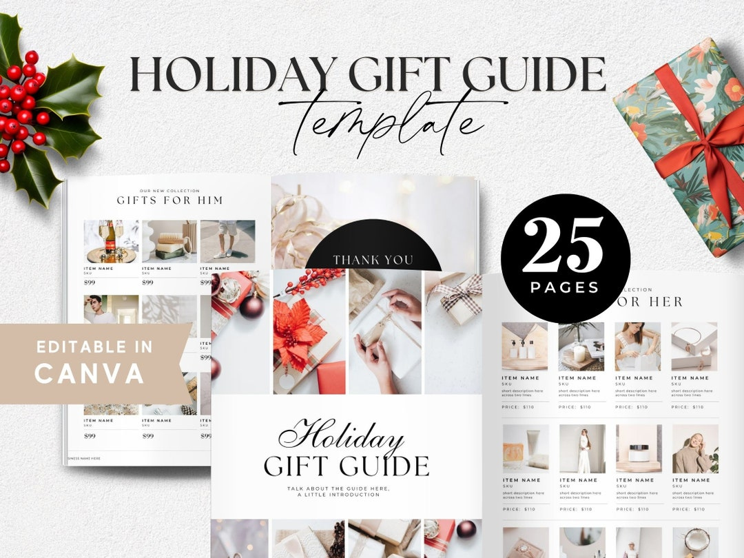 Holiday Gift Guide Template, Christmas Product Catalog, Affiliate  Marketing, Instant Download, Blogger Gift Guide, Ltk Canva Template intended for Christmas Gift Guide Template