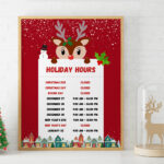 Holiday Opening Hours 8.5 X 11 Inches, Printable Mobile Editable Within Christmas Holiday Hours Sign Template