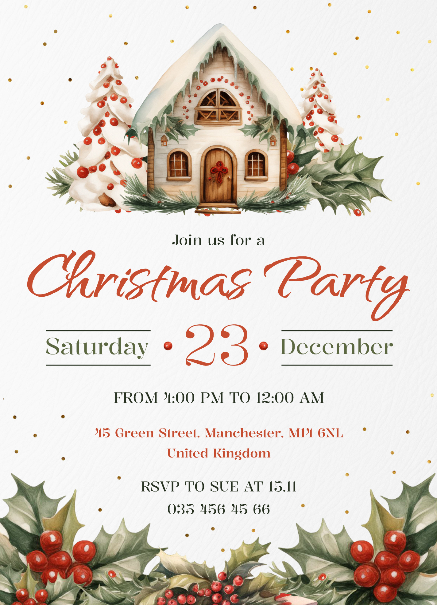 Holiday Party Invitation Free Google Docs Template - Gdoc.io pertaining to Christmas Dinner Invitation Free Template