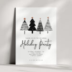 Holiday Party Invitation   Minimalist Black And White   Christmas Regarding Black And White Christmas Template