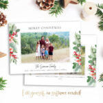 Holly Berry Photo Christmas Card Template 5X7 (Editable Corjl)   Etsy Throughout Christmas Card With Picture Template