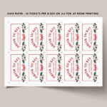 Holly Red Bow Drink Ticket: Holiday Coupon Printable, Cocktail Regarding Christmas Drink Ticket Template