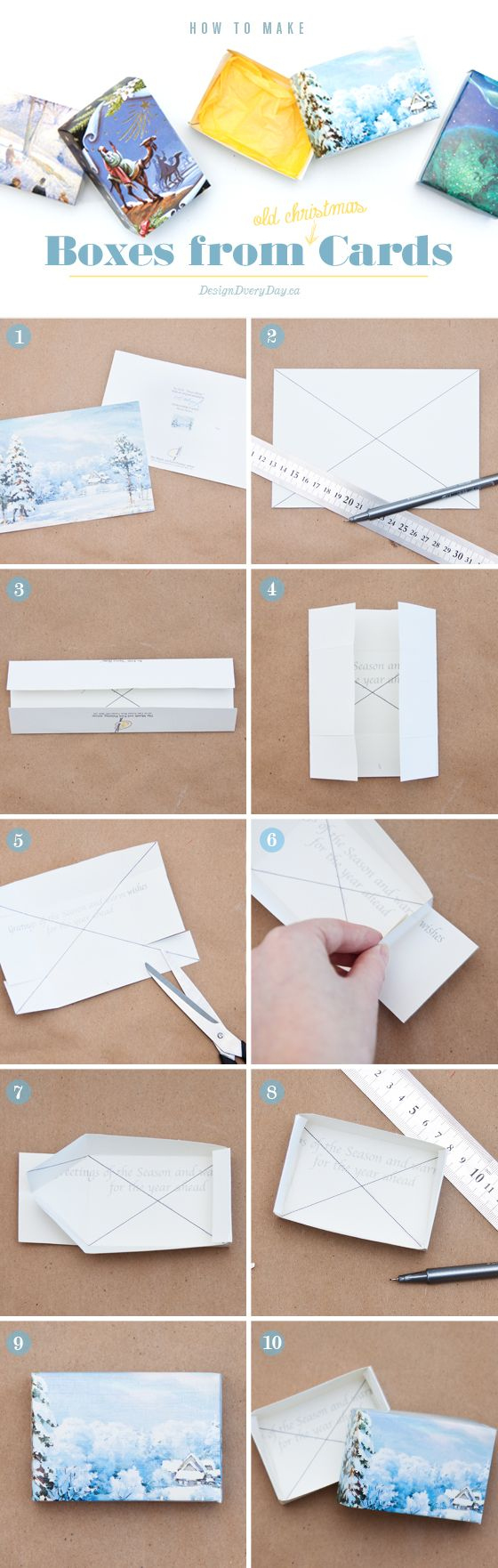 How To Make Boxes From Christmas Cards • Design Every Day throughout Christmas Card Box Template