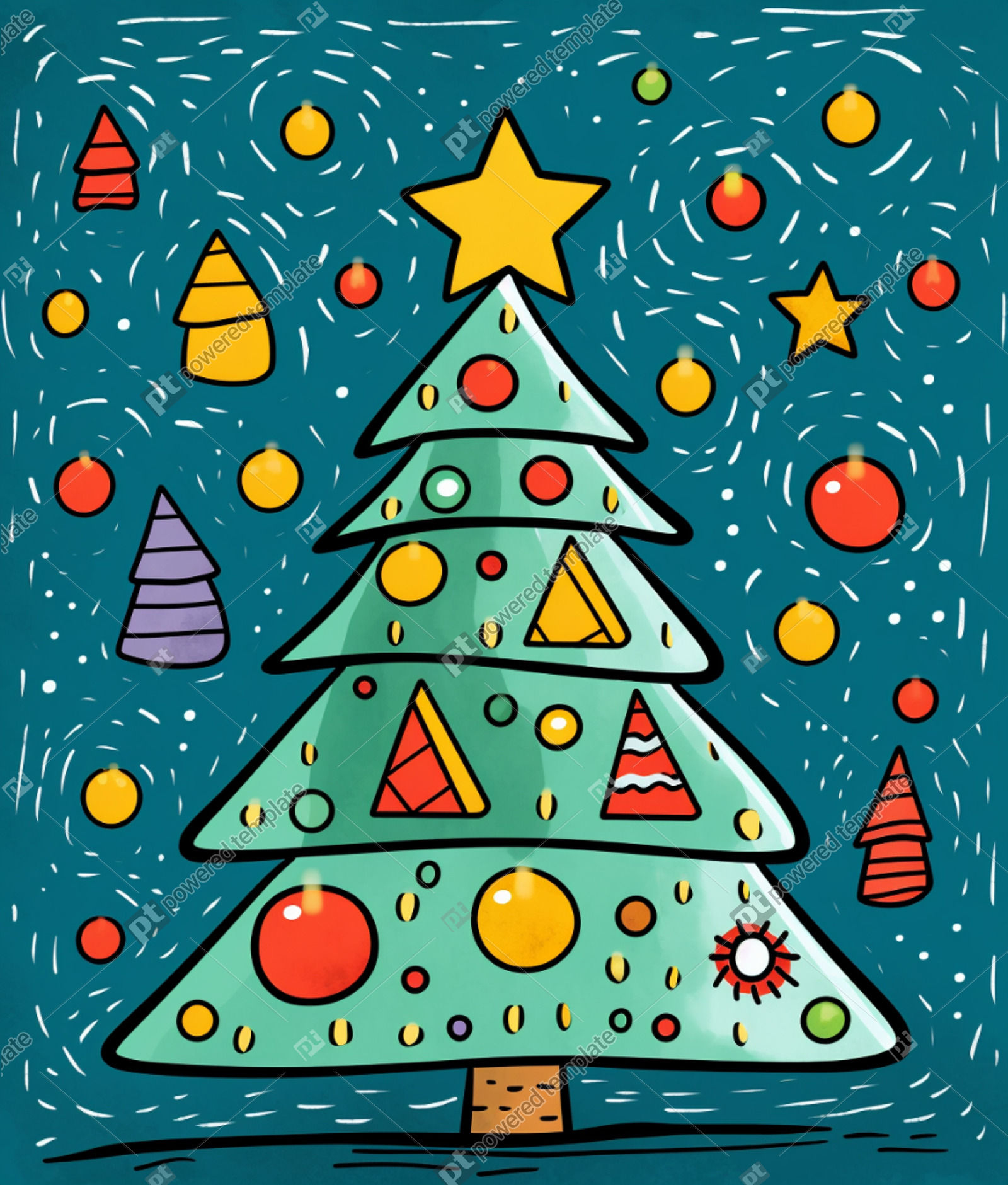 Illustration Vibrant Cartoon Christmas Tree Design For Kids Ages 2 in Cartoon Christmas Tree Template