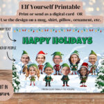 Insert Face Christmas Card   Etsy Pertaining To Christmas Card Template Insert Face