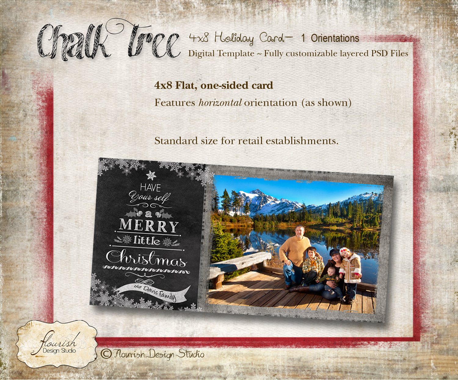 Instant Download - 4X8 Chalkboard Christmas Card Slimline regarding 4x8 Christmas Card Template