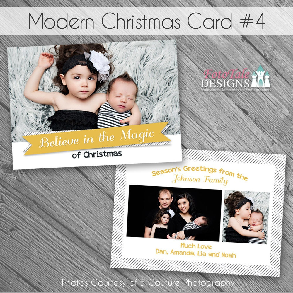 Instant Download - Modern Christmas Card No. 4 - 5X7 Photo Card pertaining to Christmas Card Template For Professional Photographers