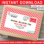Large Christmas Gift Stickers (From The North Pole)   Red & Green In Christmas Address Label Template Free Download