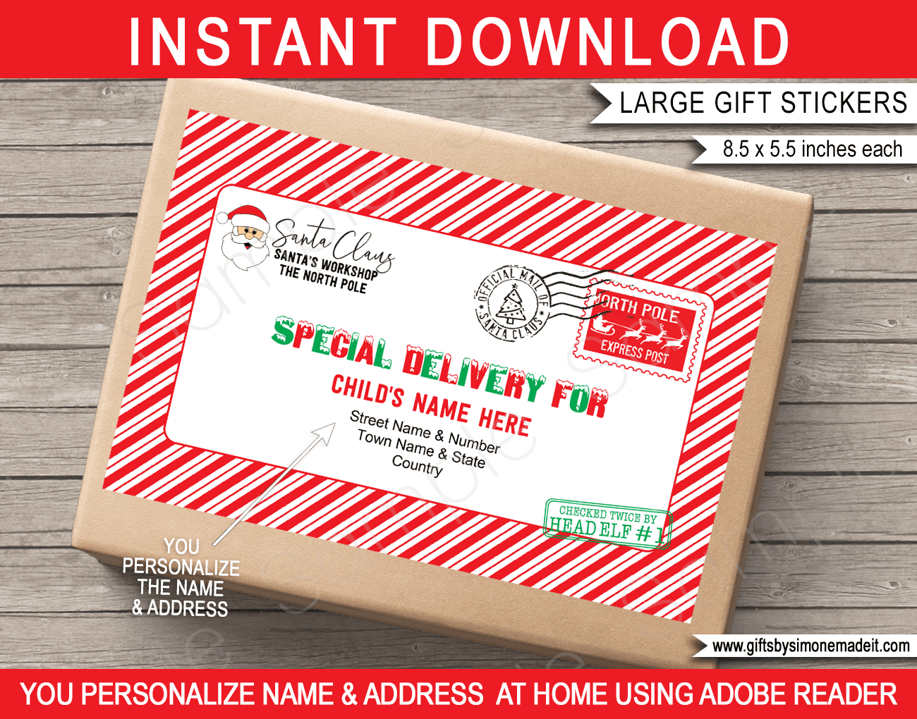 Large Christmas Gift Stickers (From The North Pole) - Red & Green in Christmas Address Label Template Free Download