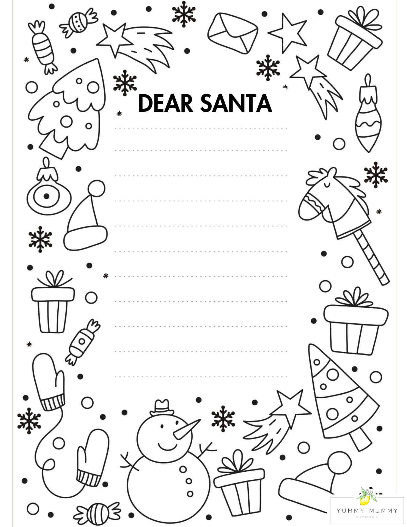 Letter To Santa Template - Free Printable Dear Santa Letters inside Black and White Christmas Letter Template