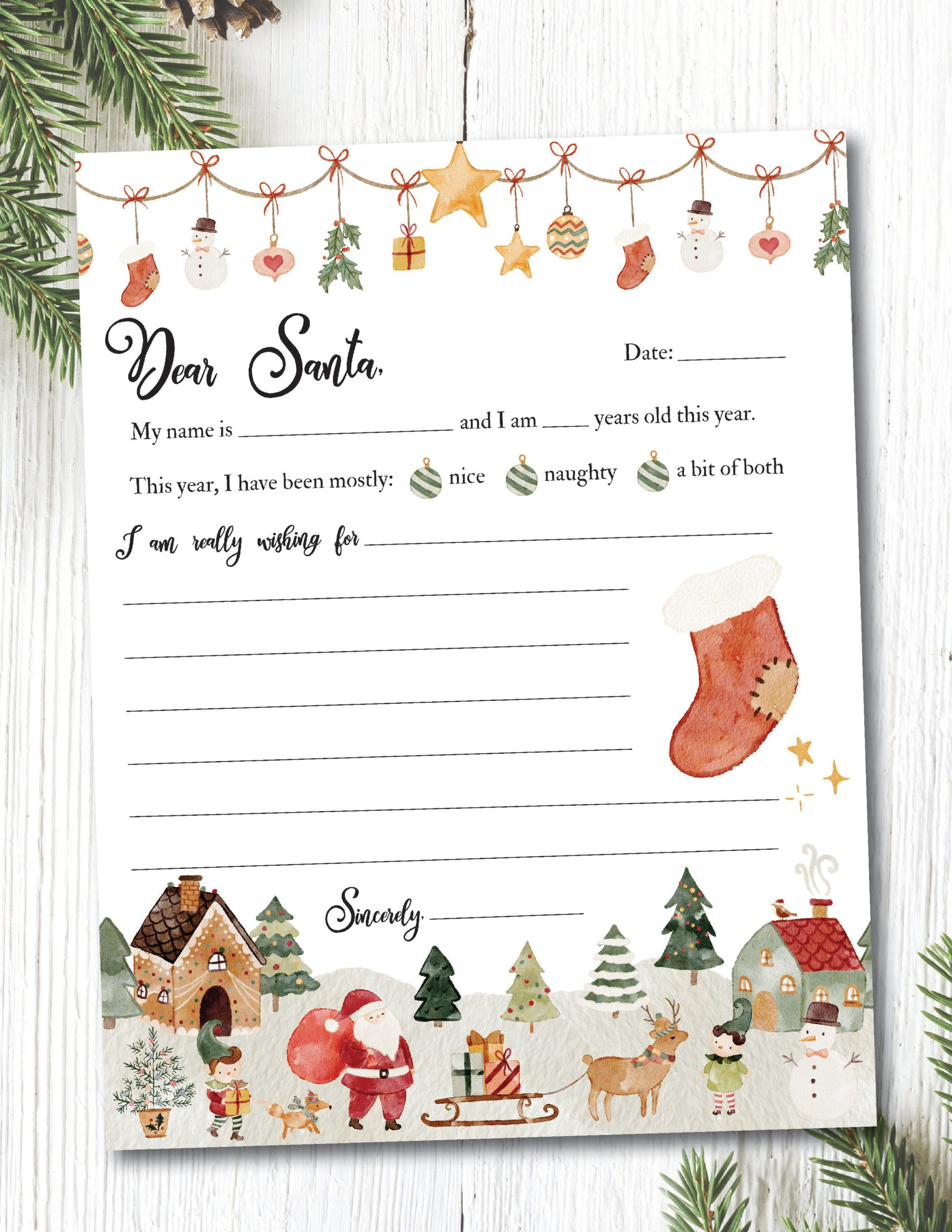 Letter To Santa Template Free Printable - Home Sweet Farm Home with regard to Christmas Eve Santa Letter Template