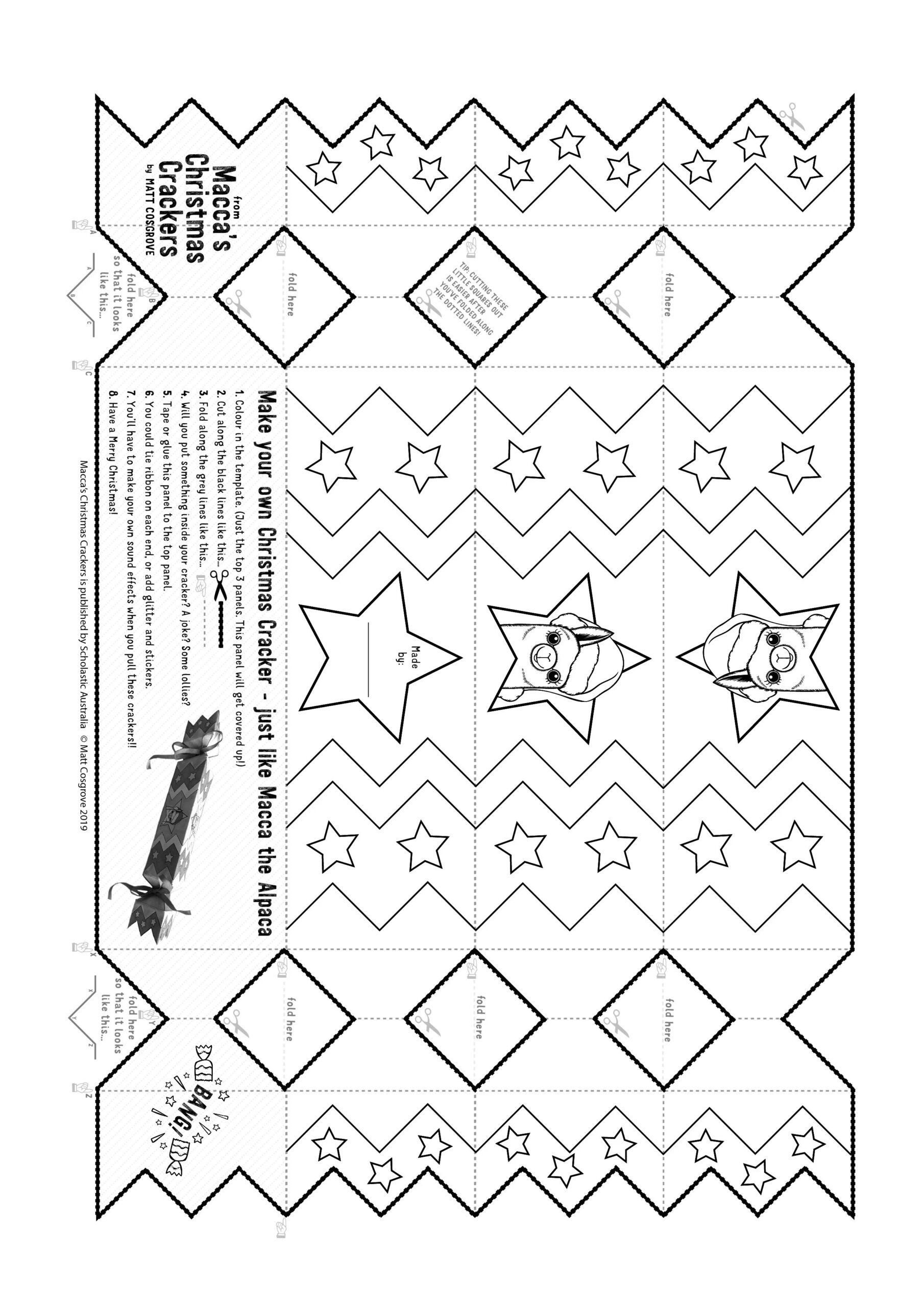 Make Your Own Christmas Crackers - Just Like Macca The Alpaca regarding Christmas Cracker Colouring Template