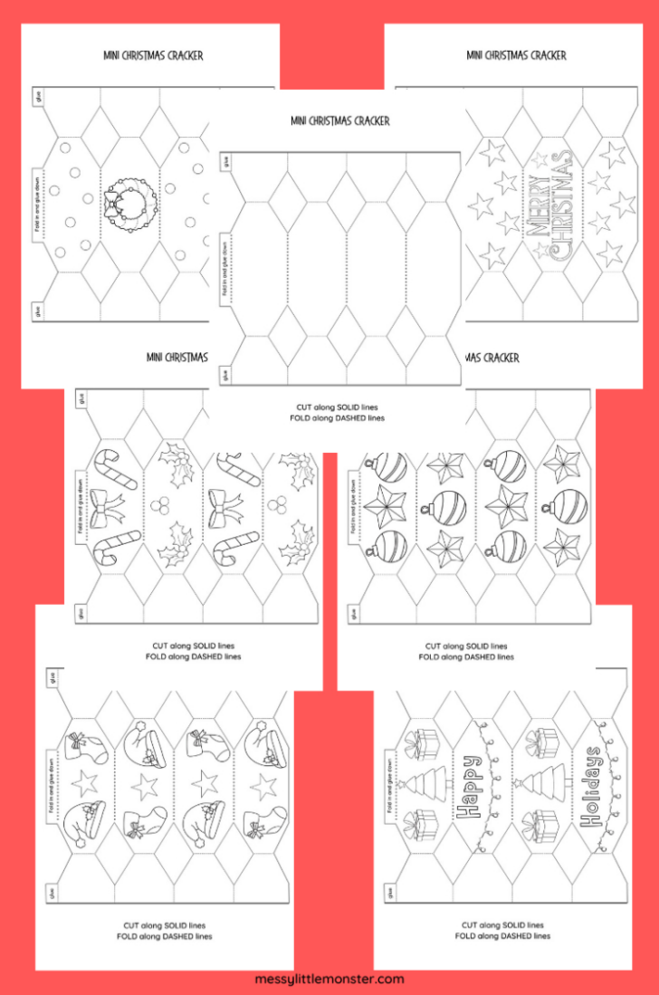 Christmas Cracker Colouring Template