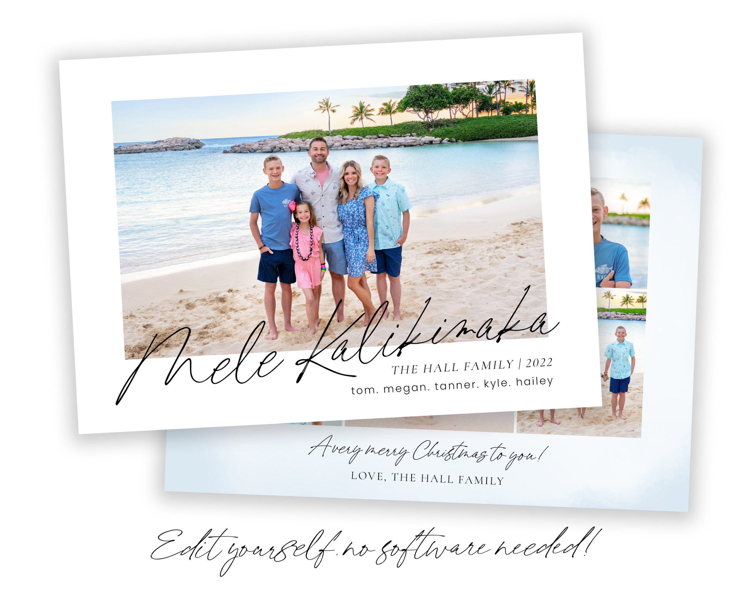 Mele Kalikimaka Christmas Card Template: Hawaii Holiday Photo Card for Beach Christmas Card Template