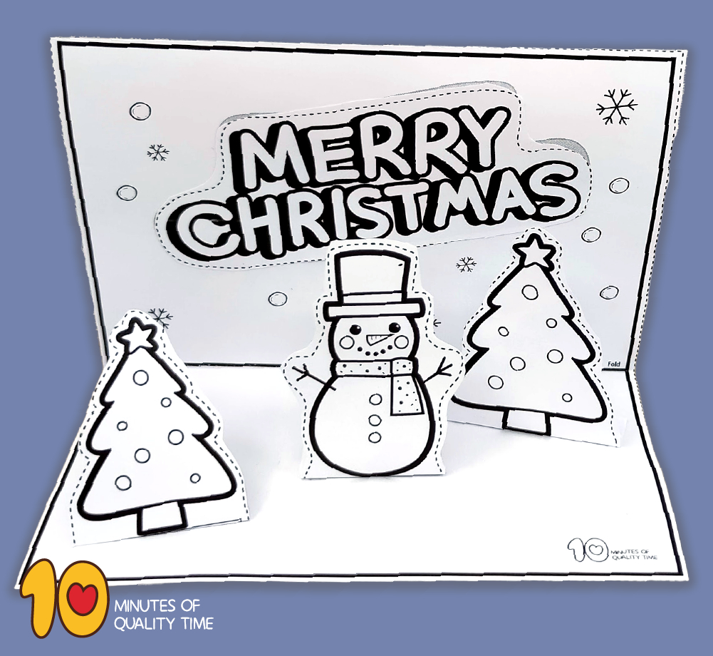 Merry Christmas 3D Snowman Card Craft – 10 Minutes Of Quality Time throughout 4 Fold Christmas Card Template