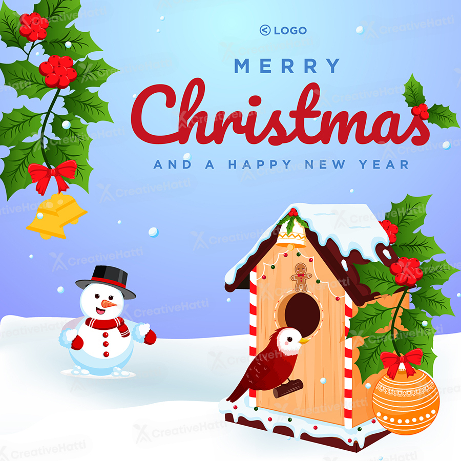 Merry Christmas And Happy New Year Template Design inside Christmas And New Year Template