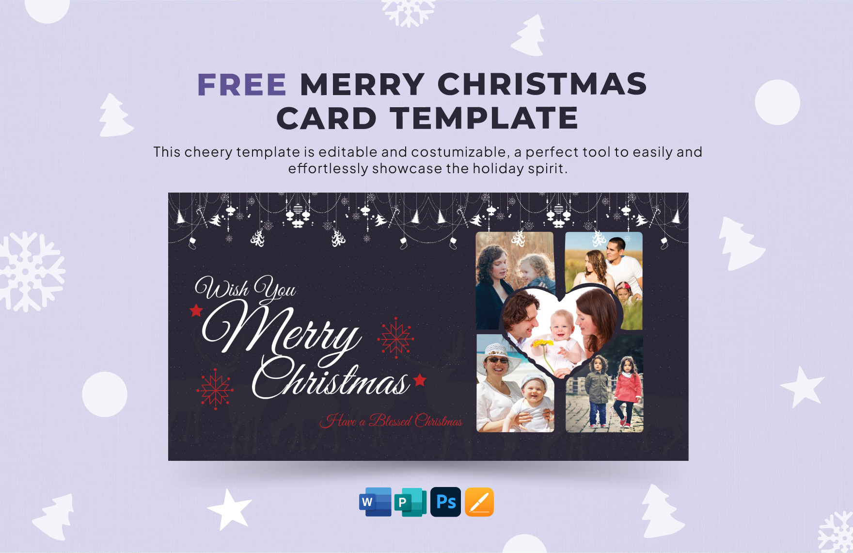 Merry Christmas Card Template In Psd, Word, Publisher, Pages with Apple Pages Christmas Card Template