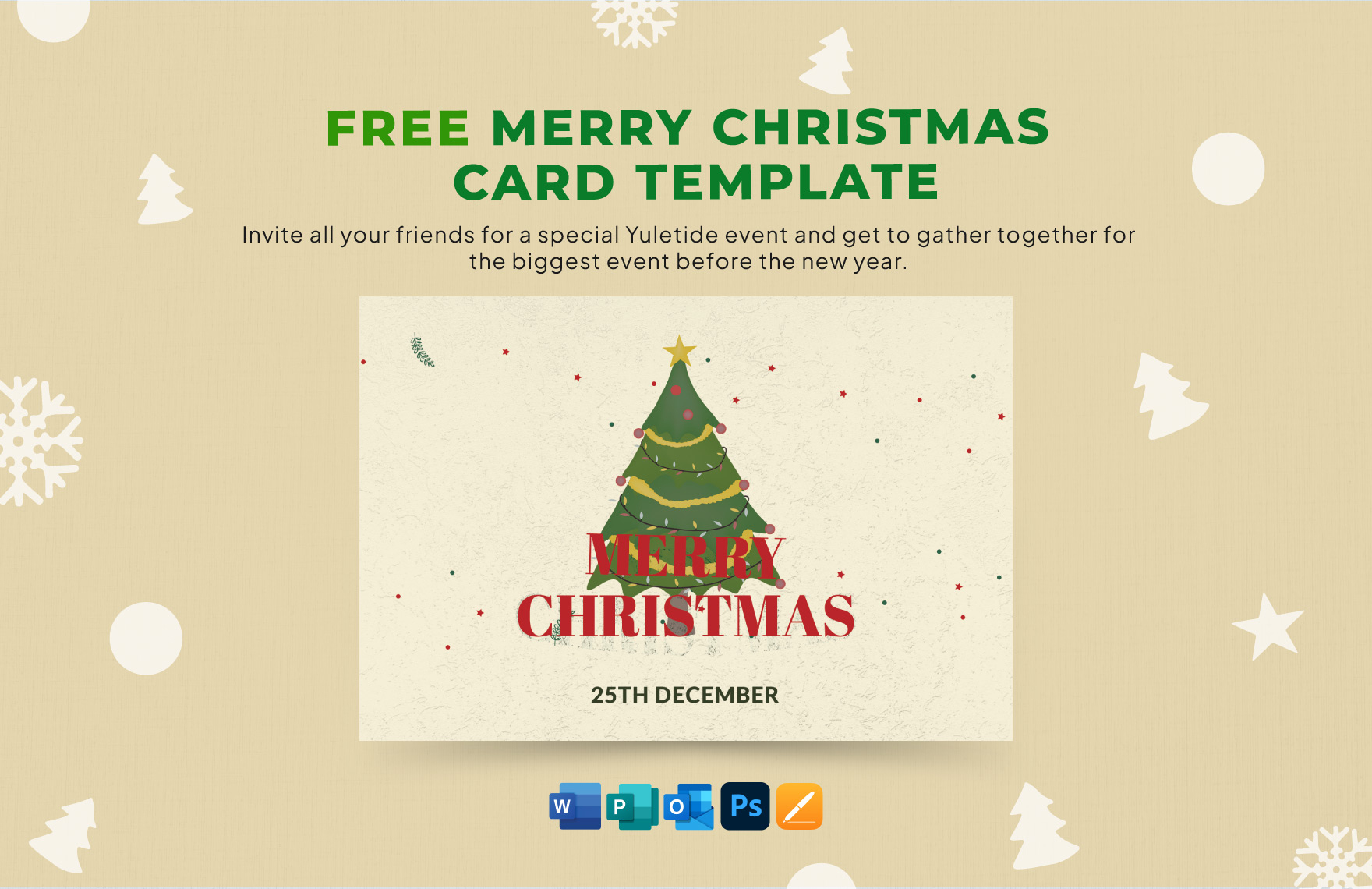 Merry Christmas Card Template In Word, Psd, Publisher, Pages throughout Apple Pages Christmas Card Template