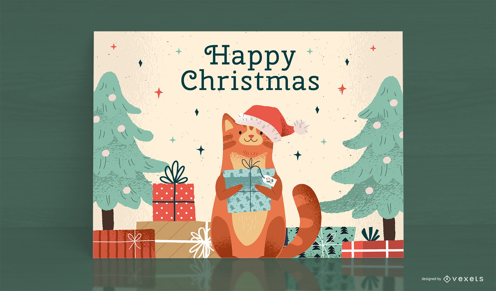 Merry Christmas Card Template Vector Download intended for Christmas Card Vector Template