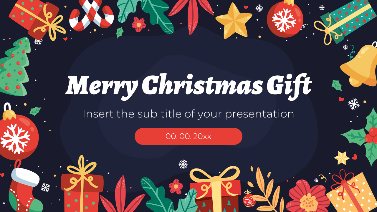 Merry Christmas Gift Free Google Slides Powerpoint Template intended for Christmas Gift Slideshow Template