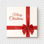 Merry Christmas Greeting Card Template. Realistic Gift Icon On With Christmas Card Template Transparent