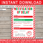 Notification Of Delay From Santa   Red & Green Pertaining To Christmas Gift Letter Template