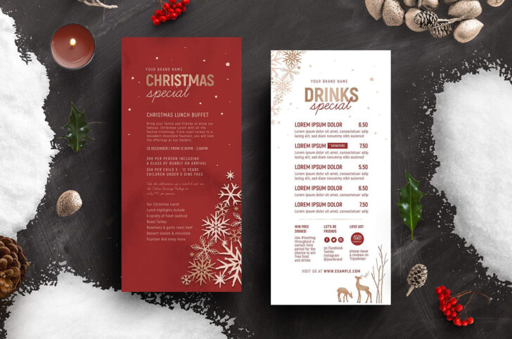 Christmas Dinner Menu Card Template