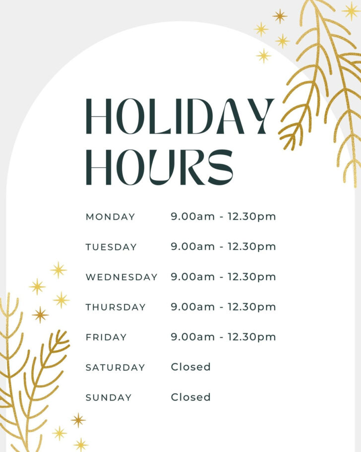 Christmas Holiday Hours Sign Template Free Christmas Holiday Hours Sign Template Free