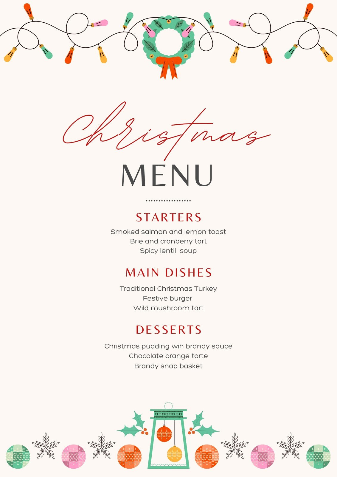 Page 2 - Free Printable And Customizable Dinner Party Menu throughout Christmas Dinner Party Menu Template