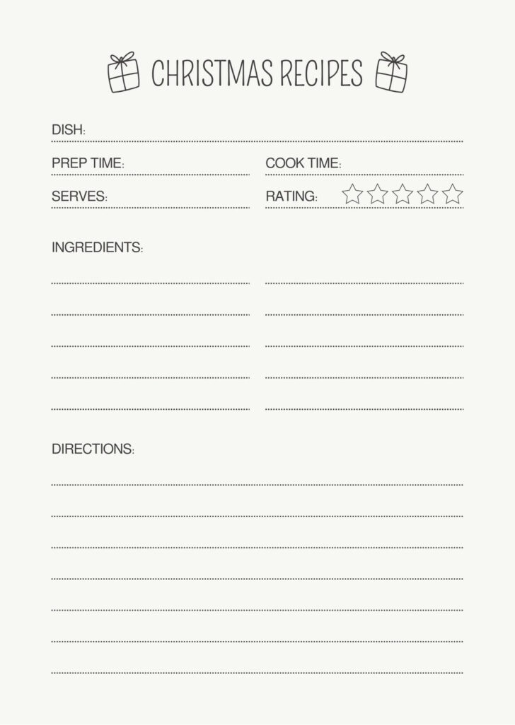 Blank Christmas Recipe Card Template Blank Christmas Recipe Card Template