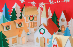 Paper Christmas Village Free Template – Sweet Red Poppy in Cardboard Christmas Houses Template